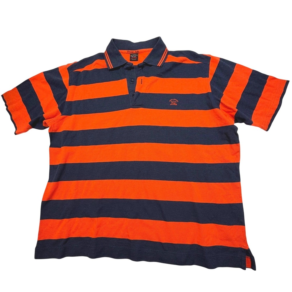 Paul & Shark Yachting‎ Desert Polo Rugby Shirt Men's Large Italy Orange Navy